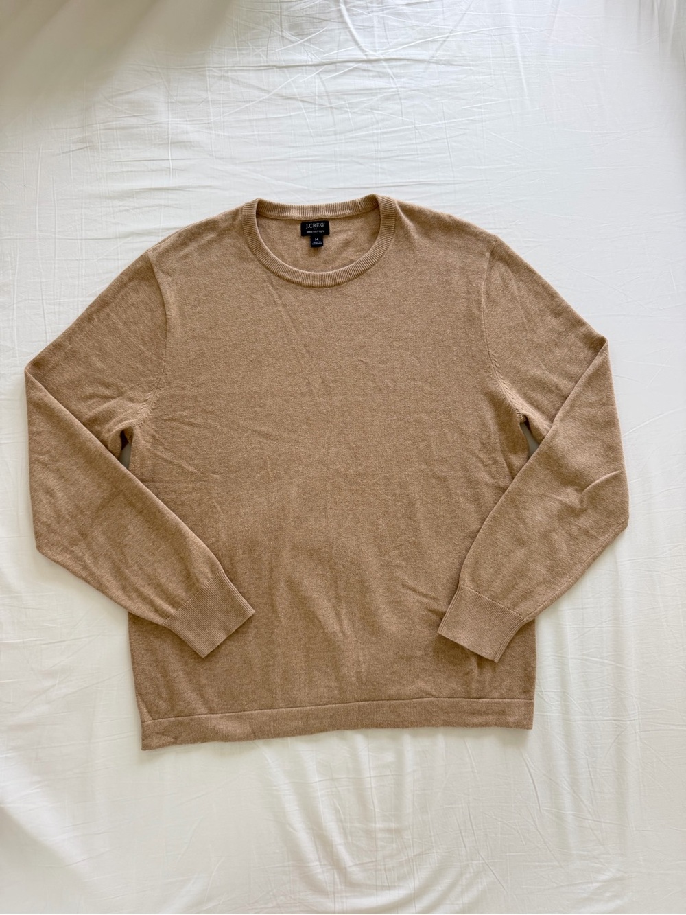 J.Crew 100% Cotton Crewneck Sweater Camel Tan Men's Medium